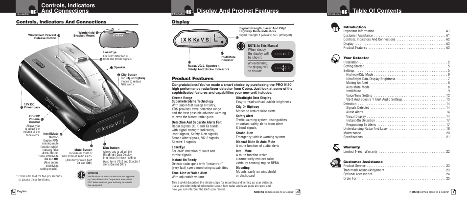 Cobra Electronics PRO 9480 User Manual | Page 3 / 16