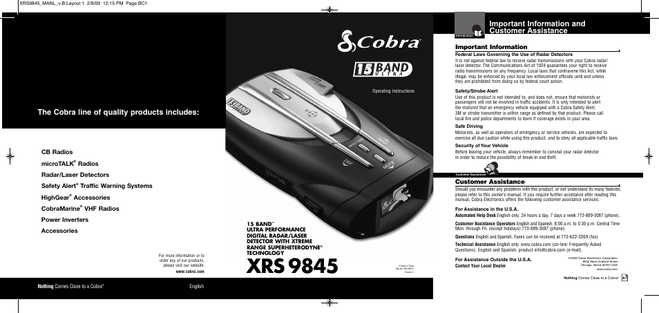 Cobra Electronics XRS 9845 User Manual | 23 pages