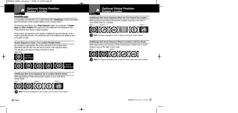 Optional global position system locator, Intelliscope | Cobra Electronics XRS 9845 User Manual | Page 21 / 23
