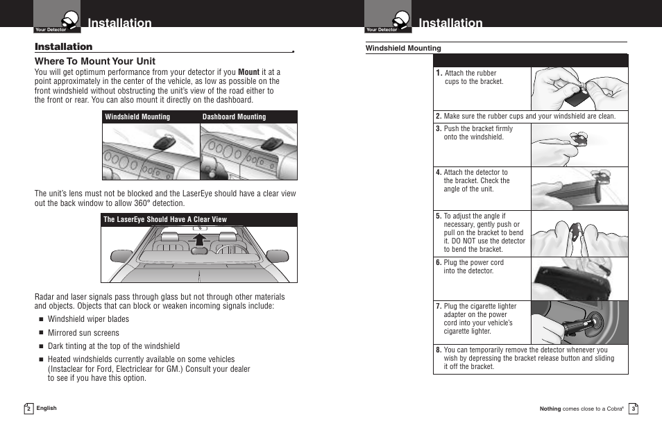Installation, Where to mount your unit | Cobra Electronics ESD 7000 User Manual | Page 4 / 11
