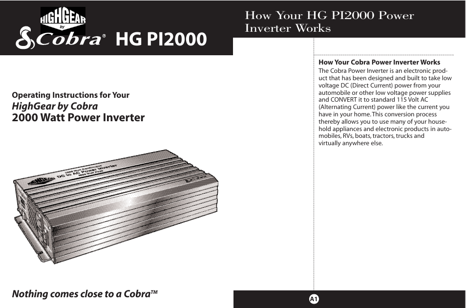 Cobra Electronics PI2000 User Manual | 14 pages