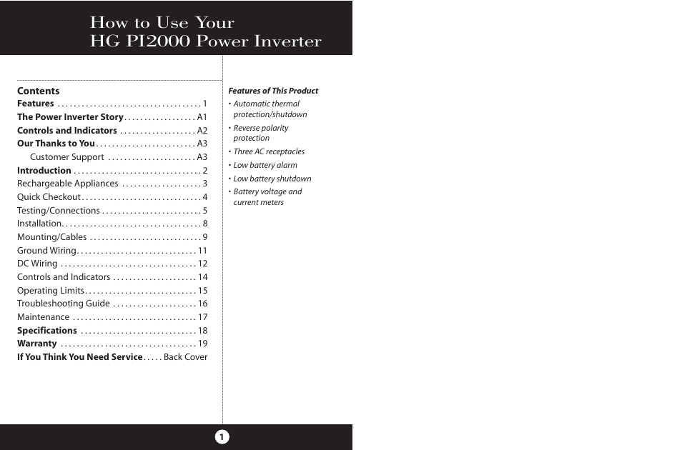 How to use your hg pi2000 power inverter | Cobra Electronics PI2000 User Manual | Page 3 / 14