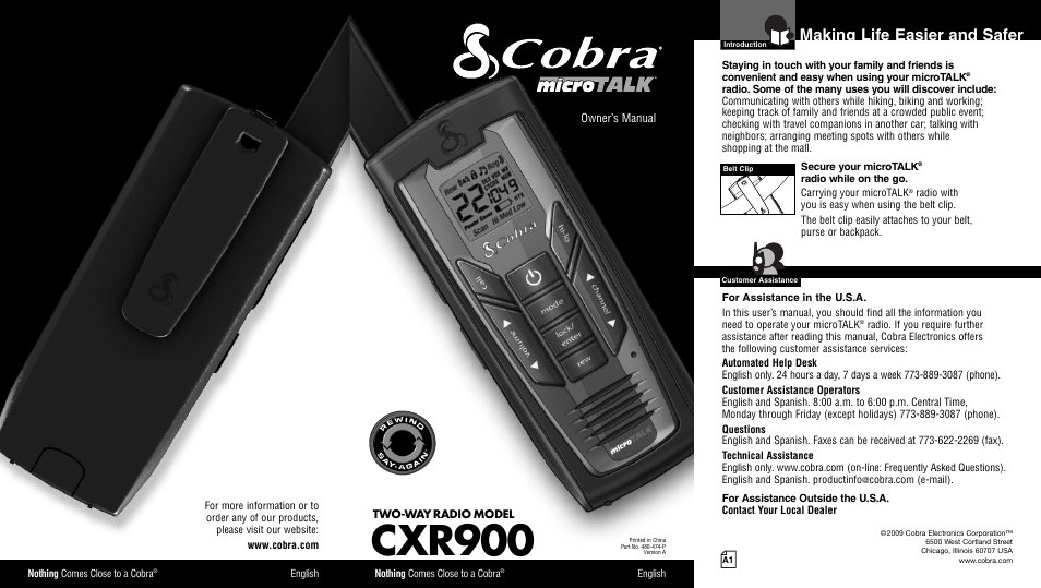 Cobra Electronics microTALK CXR900 User Manual | 17 pages