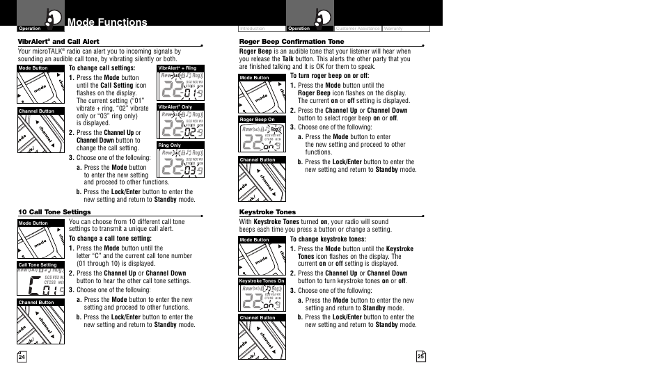 Mode functions | Cobra Electronics microTALK CXR900 User Manual | Page 15 / 17