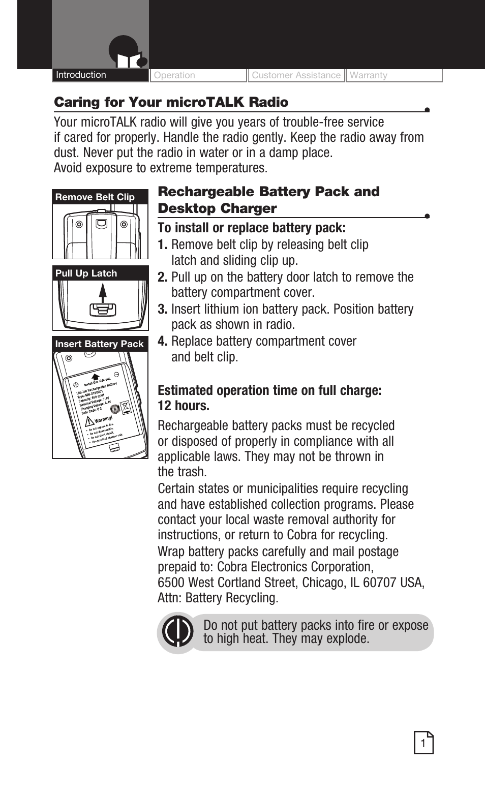 Cobra Electronics MICROTALK CXR825 User Manual | Page 3 / 17