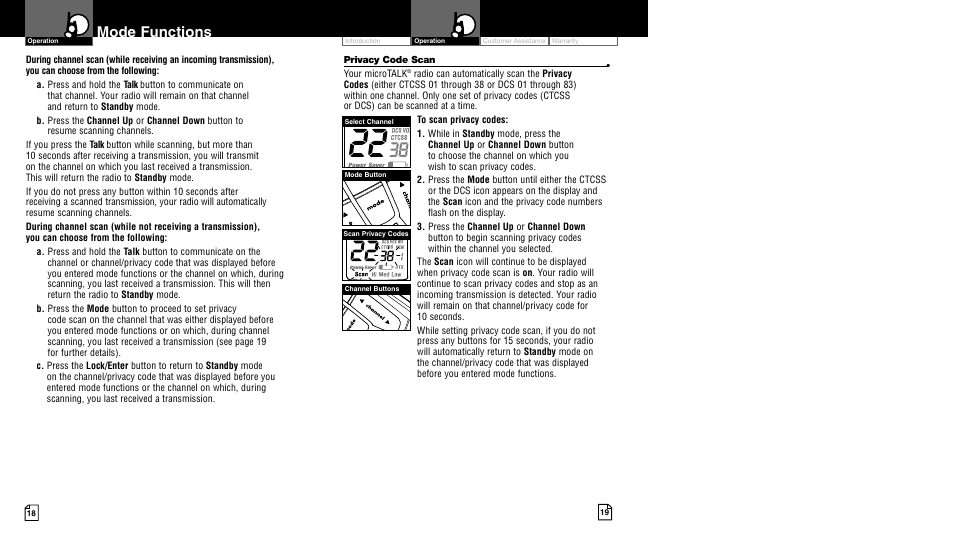 Mode functions | Cobra Electronics MICROTALK LI 7500 WX User Manual | Page 12 / 17