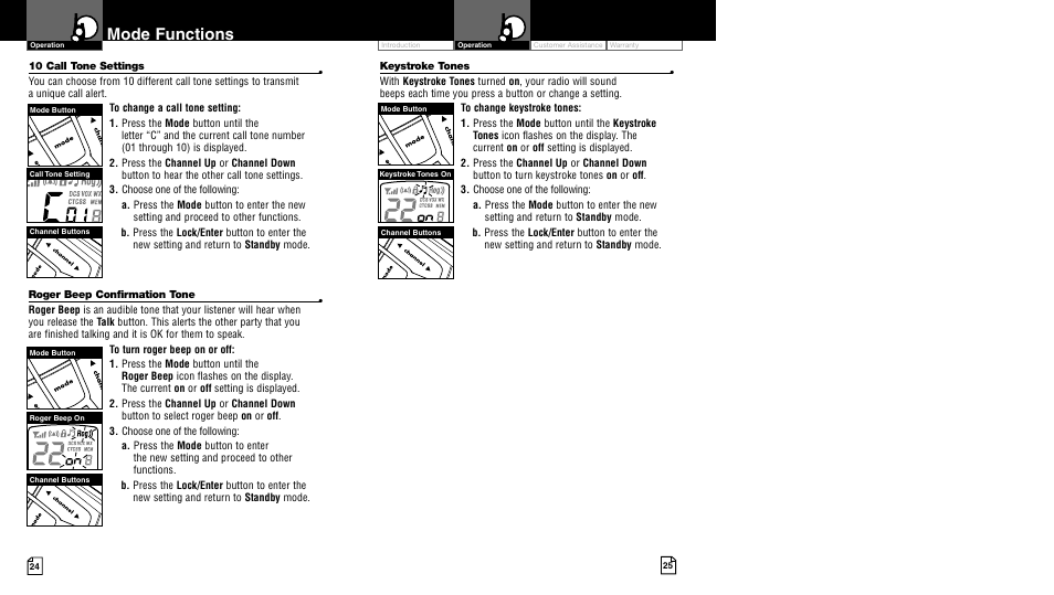 Mode functions | Cobra Electronics MICROTALK LI 7500 WX User Manual | Page 15 / 17