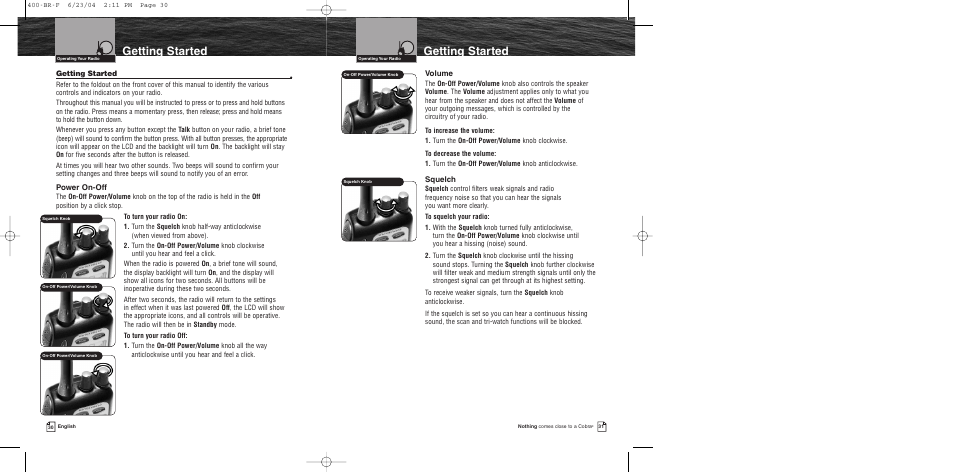 Getting started | Cobra Electronics MARINE MR HH400 EU User Manual | Page 17 / 24