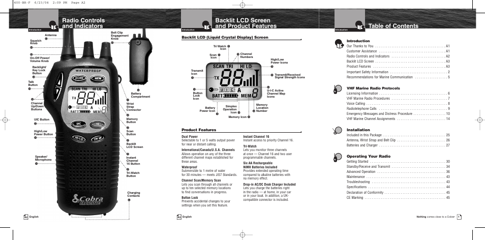 Cobra Electronics MARINE MR HH400 EU User Manual | Page 2 / 24