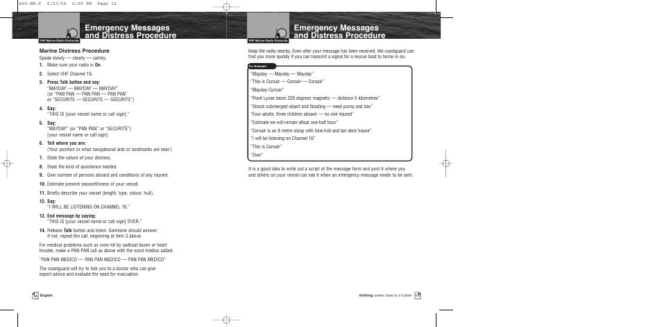 Emergency messages and distress procedure | Cobra Electronics MARINE MR HH400 EU User Manual | Page 8 / 24