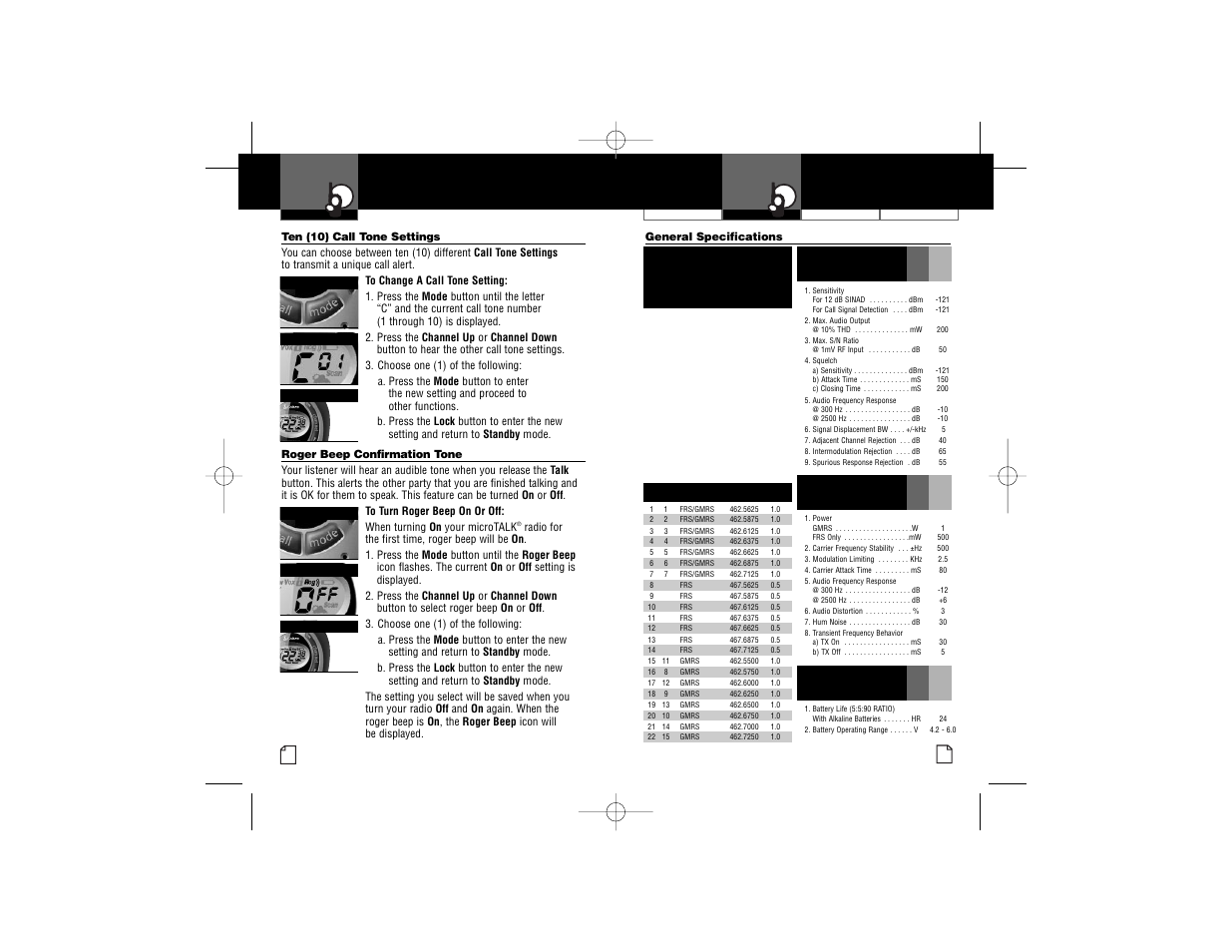 Mode functions | Cobra Electronics PR560WX User Manual | Page 9 / 12