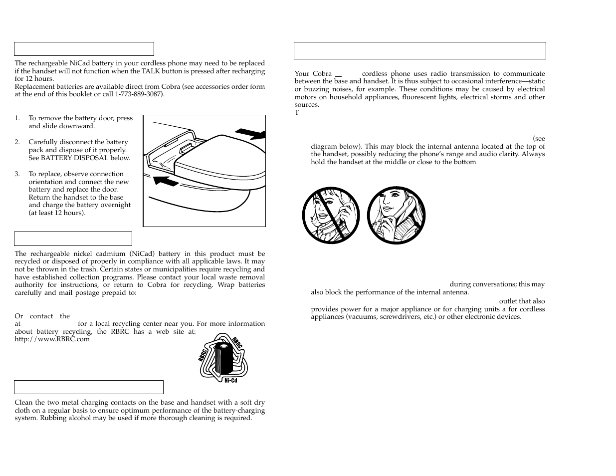 About cordless phone performance | Cobra Electronics CP-2525 User Manual | Page 11 / 14