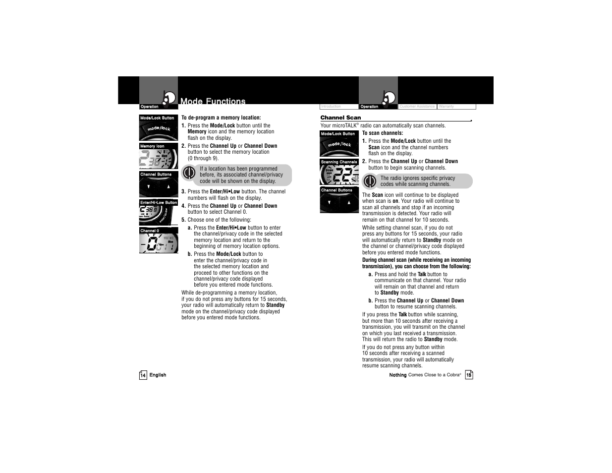 Mmo od de e f fu un nc cttiio on ns s | Cobra Electronics PR3850WX User Manual | Page 10 / 15
