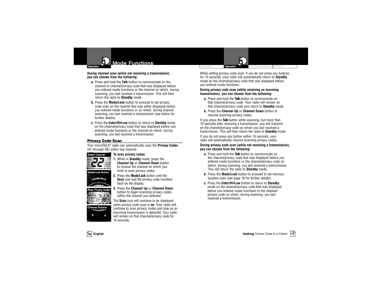 Mmo od de e f fu un nc cttiio on ns s | Cobra Electronics PR3850WX User Manual | Page 11 / 15