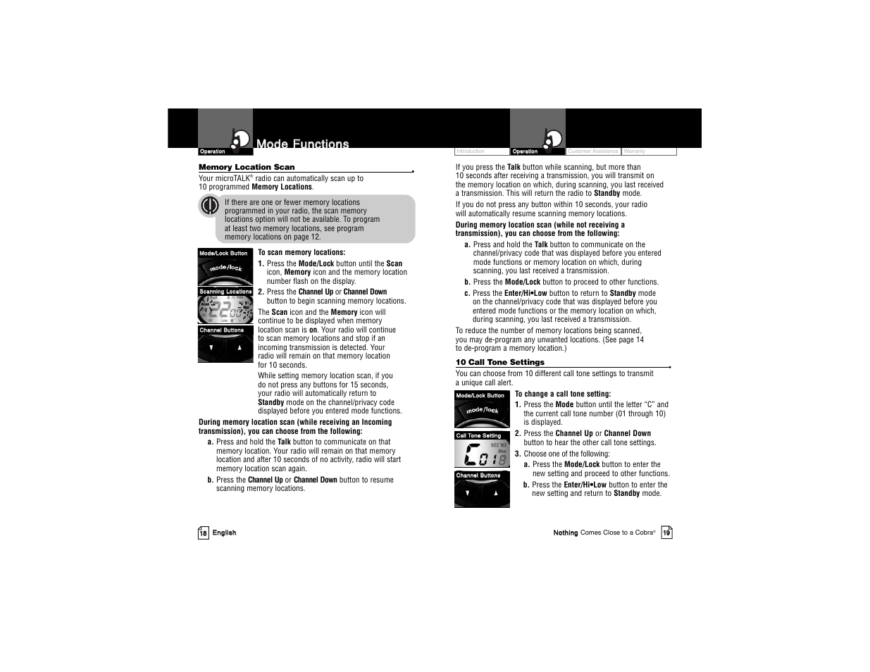 Mmo od de e f fu un nc cttiio on ns s | Cobra Electronics PR3850WX User Manual | Page 12 / 15