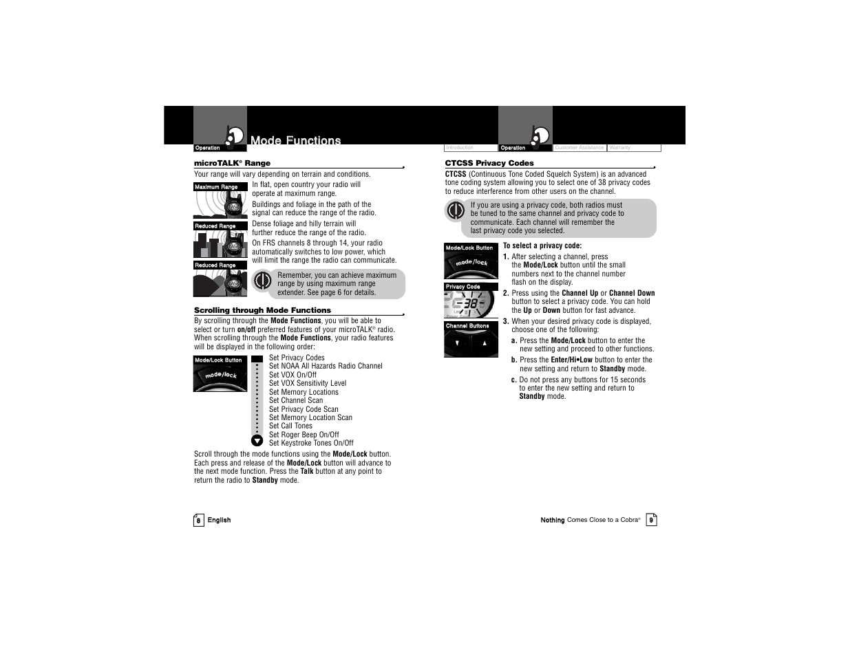 Mmo od de e f fu un nc cttiio on ns s | Cobra Electronics PR3850WX User Manual | Page 7 / 15