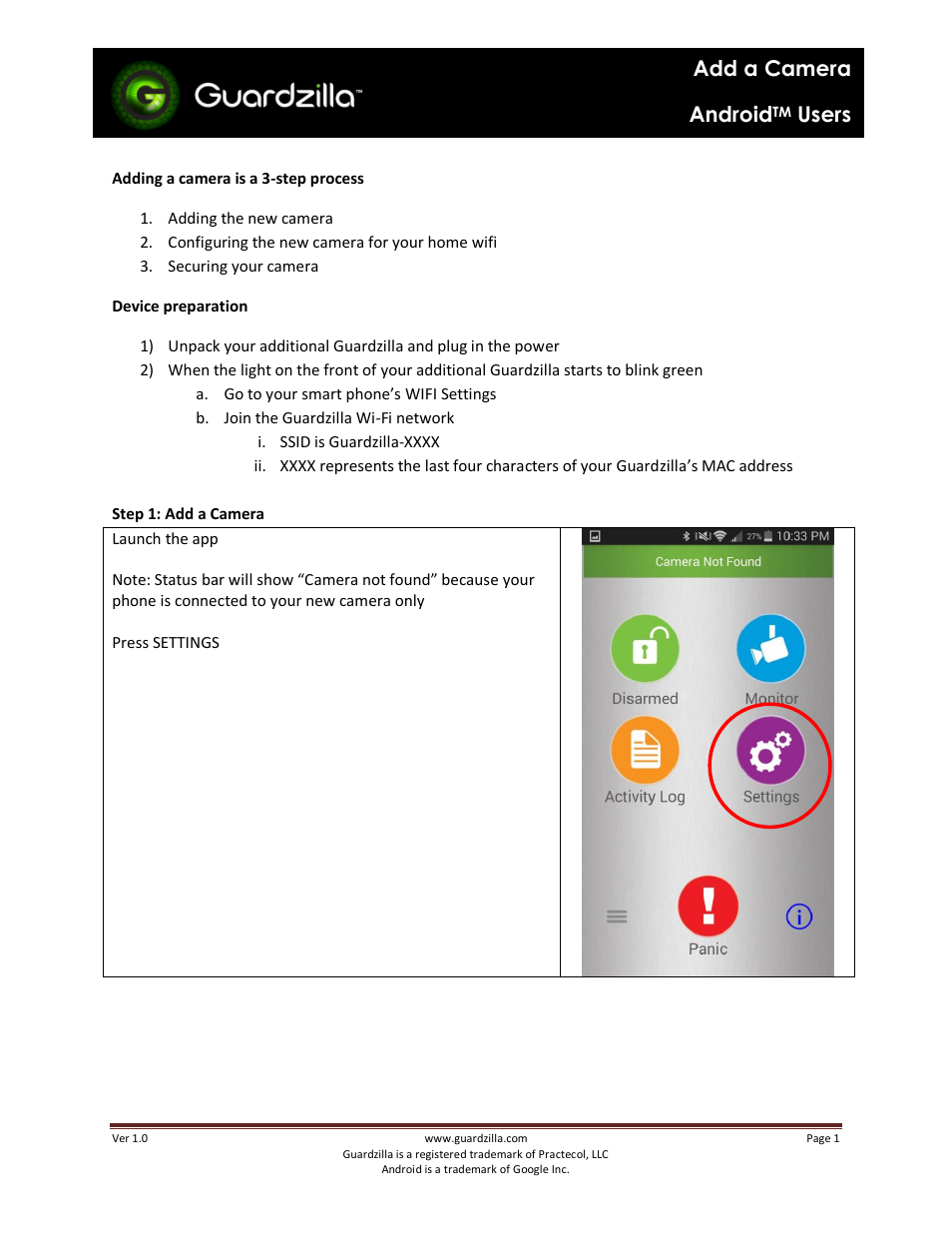 Guardzilla Android User Manual | 12 pages