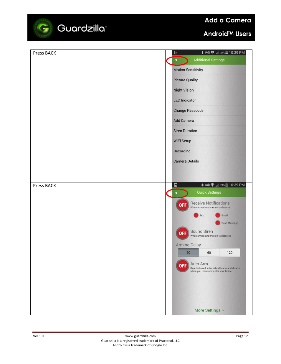 Add a camera android, Users | Guardzilla Android User Manual | Page 12 / 12