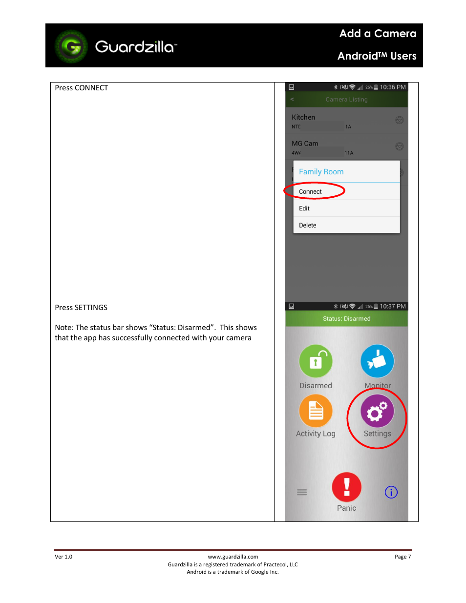 Add a camera android, Users | Guardzilla Android User Manual | Page 7 / 12