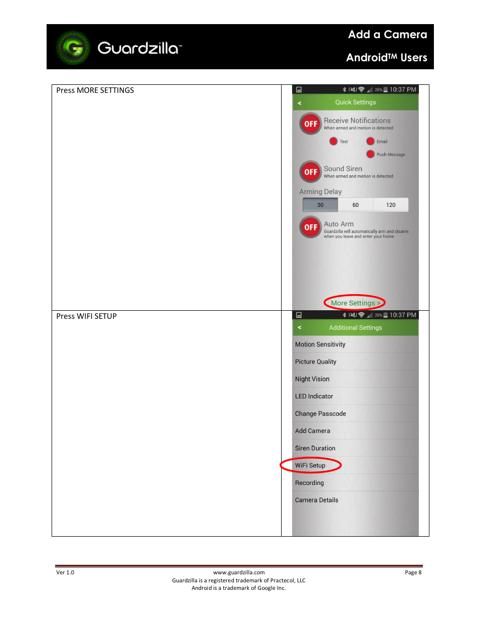 Add a camera android, Users | Guardzilla Android User Manual | Page 8 / 12