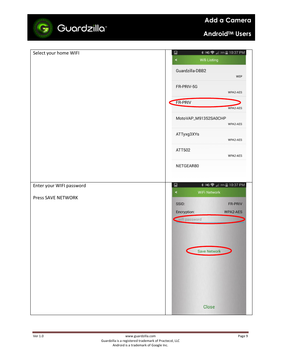 Add a camera android, Users | Guardzilla Android User Manual | Page 9 / 12