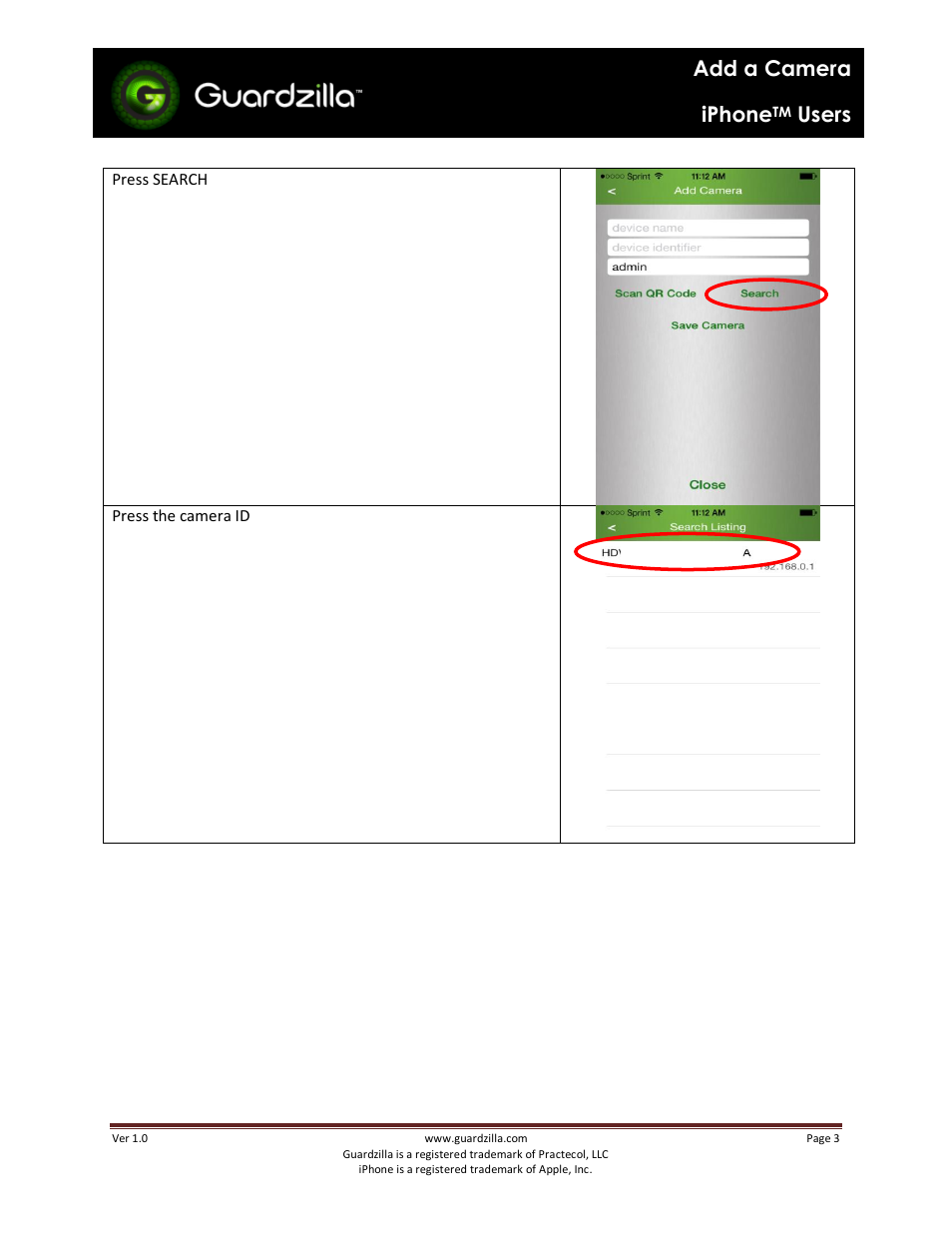 Add a camera iphone, Users | Guardzilla iPhone User Manual | Page 3 / 10