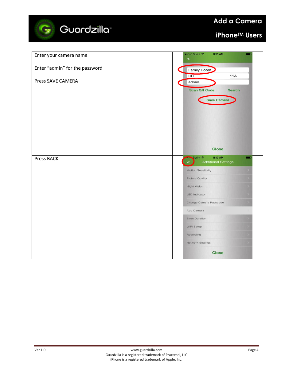 Add a camera iphone, Users | Guardzilla iPhone User Manual | Page 4 / 10