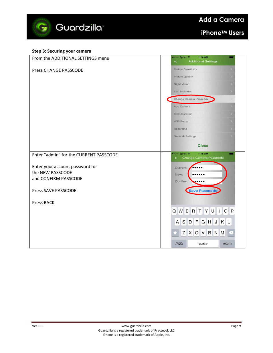 Add a camera iphone, Users | Guardzilla iPhone User Manual | Page 9 / 10