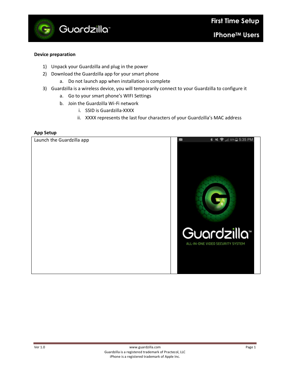 Guardzilla iPhone User Manual | 5 pages