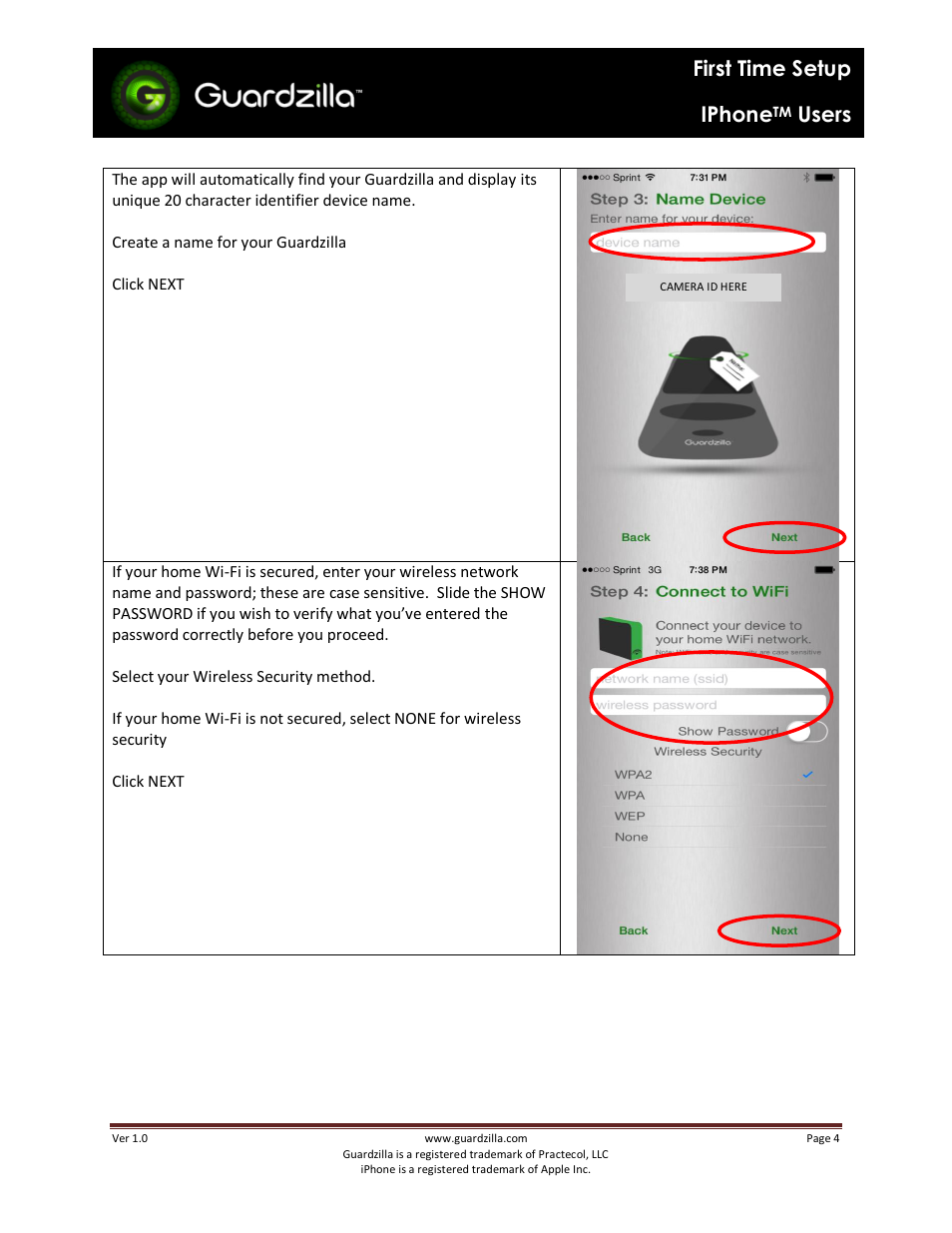 First time setup iphone, Users | Guardzilla iPhone User Manual | Page 4 / 5