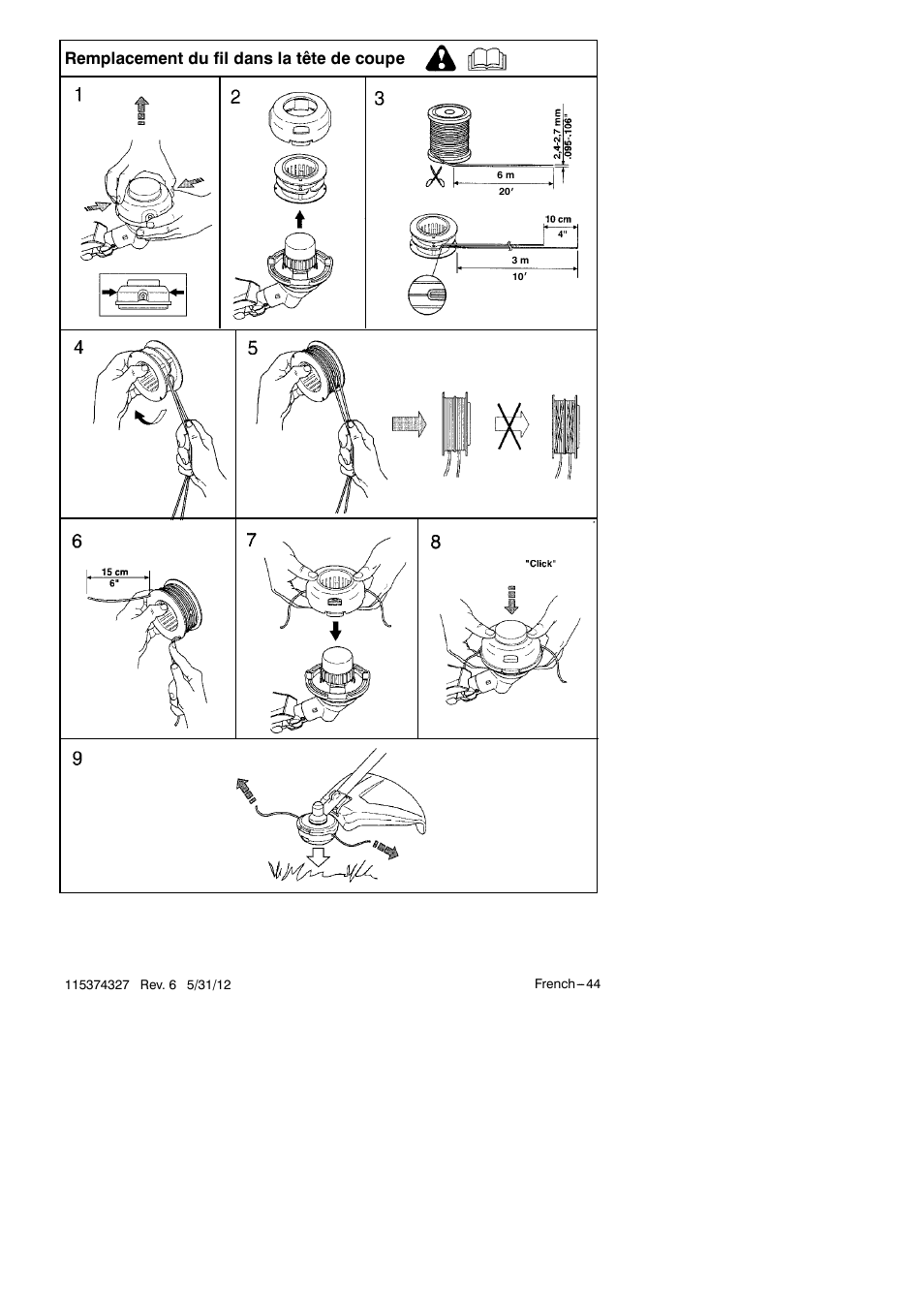 Remplacement du fil dans la tête de coupe | Husqvarna 128LD User Manual | Page 43 / 71