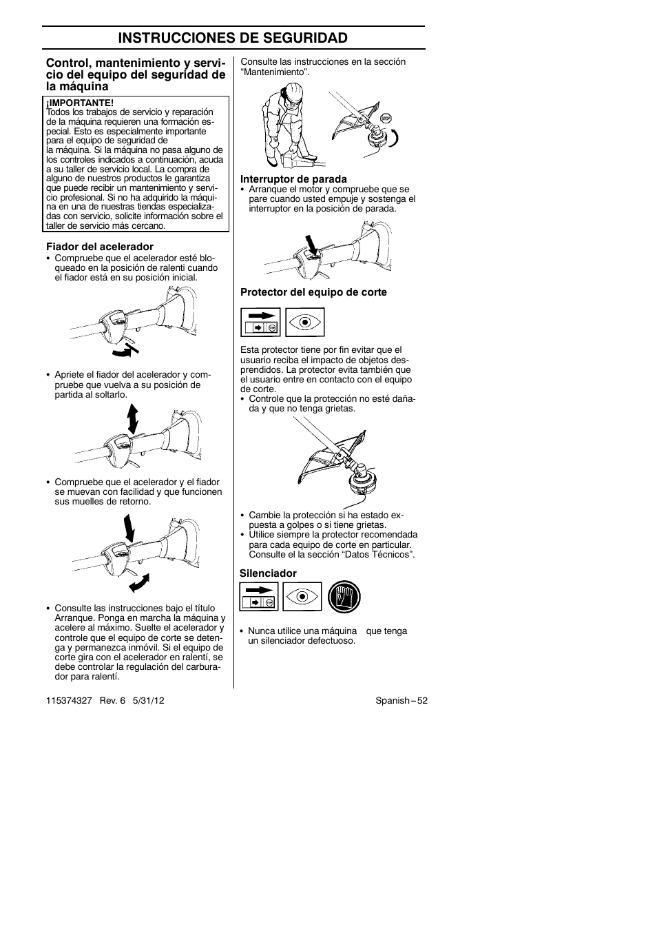 Instrucciones de seguridad | Husqvarna 128LD User Manual | Page 52 / 71