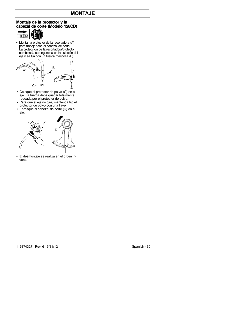 Montaje | Husqvarna 128LD User Manual | Page 60 / 71