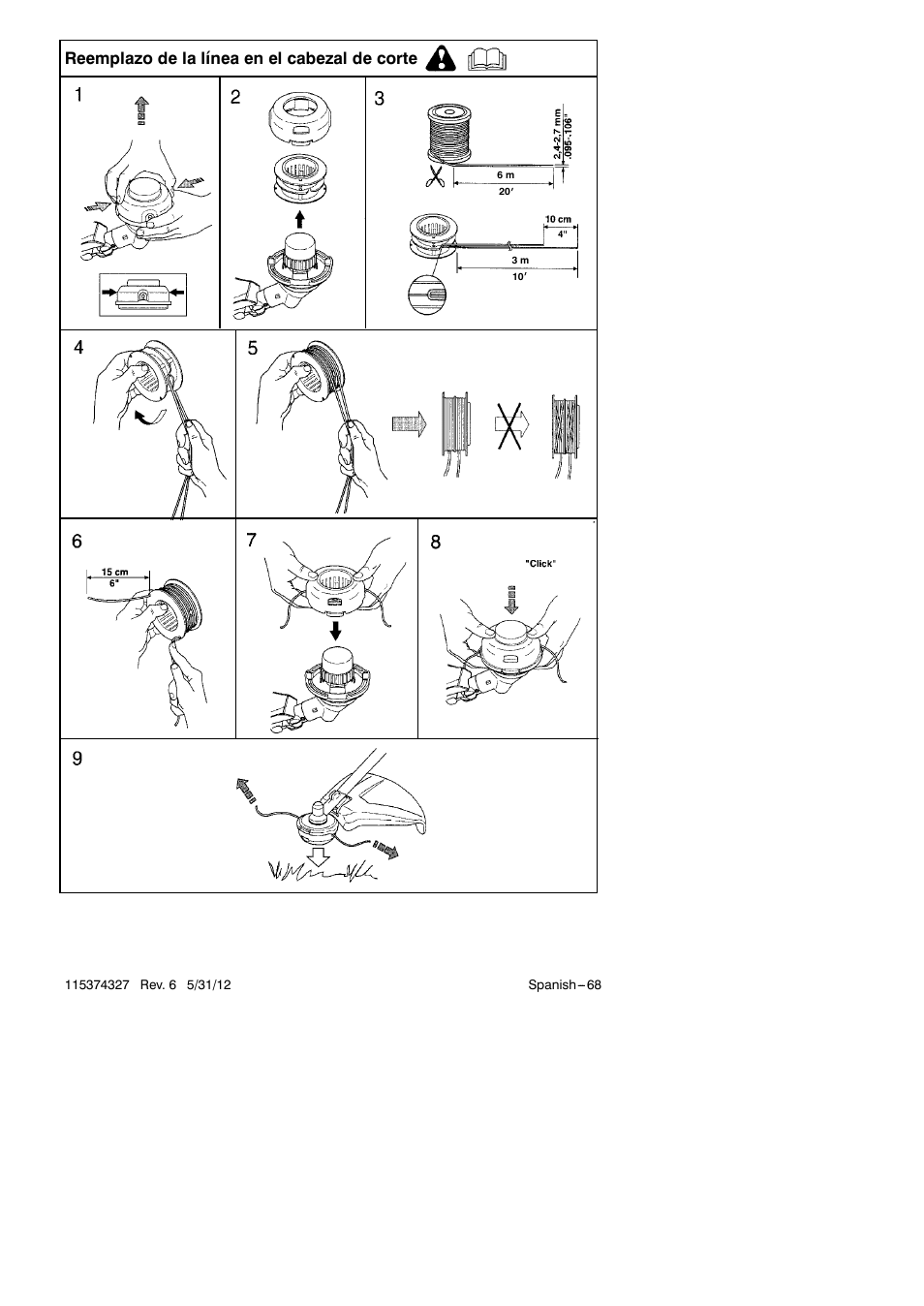 Reemplazo de la línea en el cabezal de corte | Husqvarna 128LD User Manual | Page 68 / 71