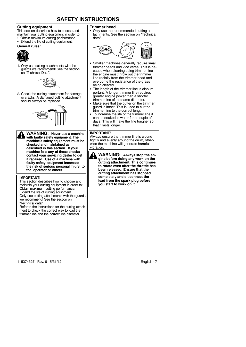 Safety instructions, Warning | Husqvarna 128LD User Manual | Page 7 / 71