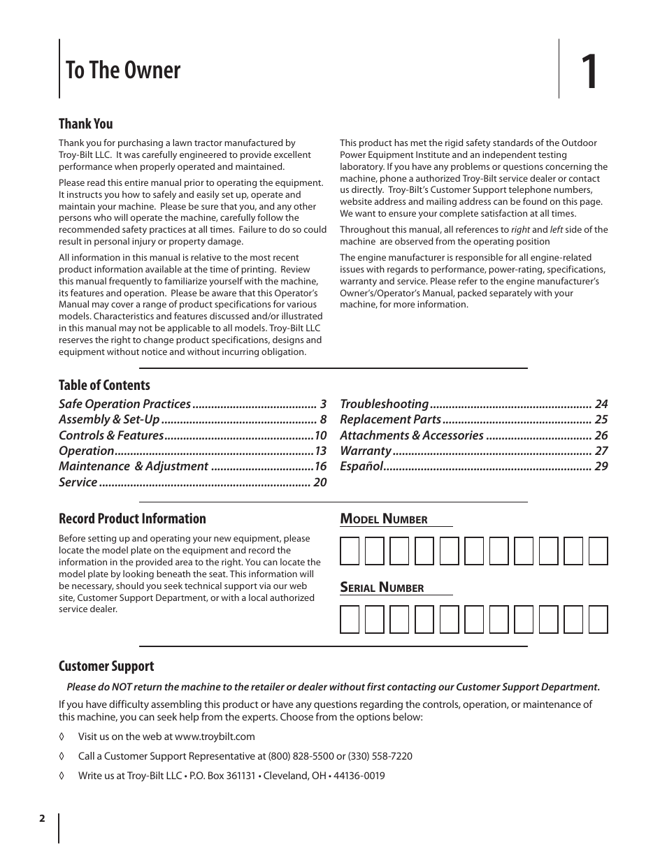 Troy-Bilt Pony User Manual | Page 2 / 56