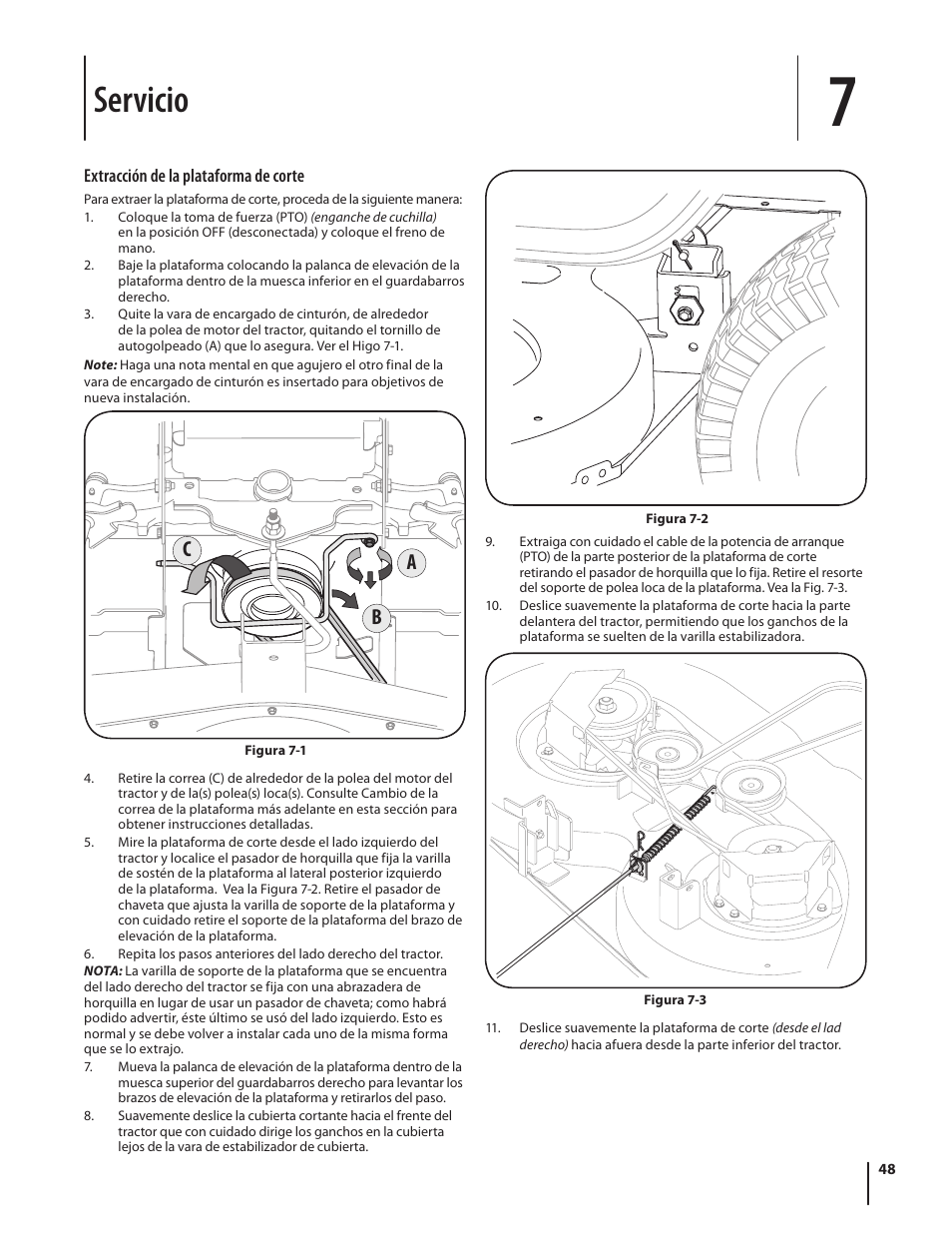 Servicio, Ab c | Troy-Bilt Pony User Manual | Page 48 / 56