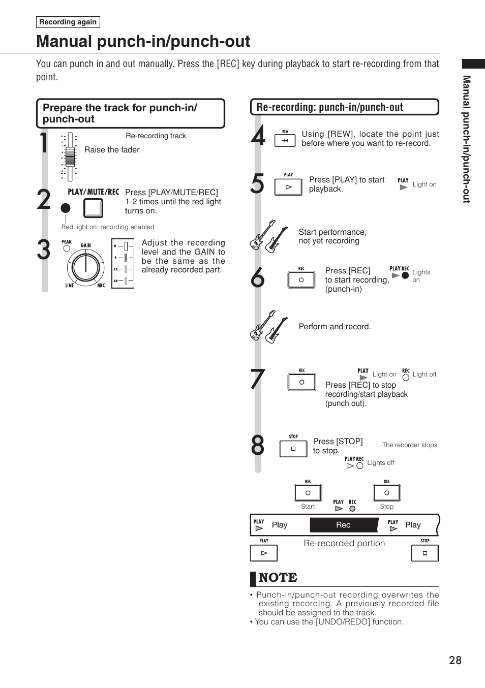 Manual punch-in/punch-out | Zoom R16 User Manual | Page 29 / 100