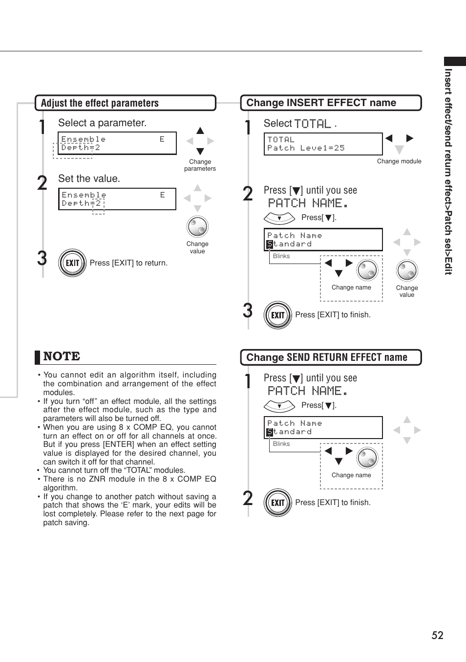 Total, Patch name | Zoom R16 User Manual | Page 53 / 100