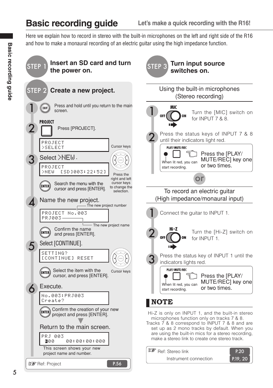 Basic recording guide | Zoom R16 User Manual | Page 6 / 100