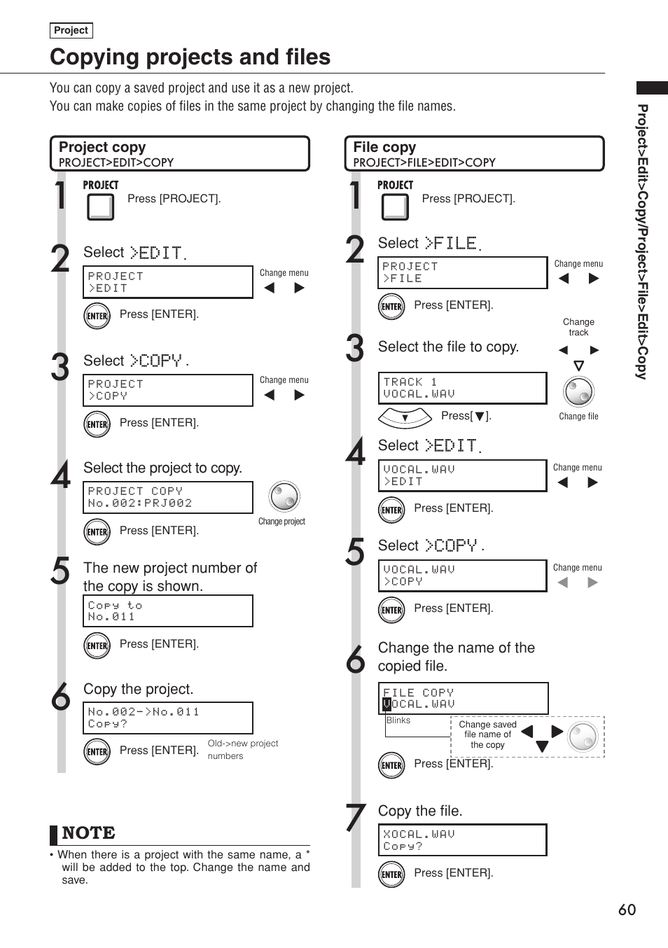 Copying projects and files | Zoom R16 User Manual | Page 61 / 100