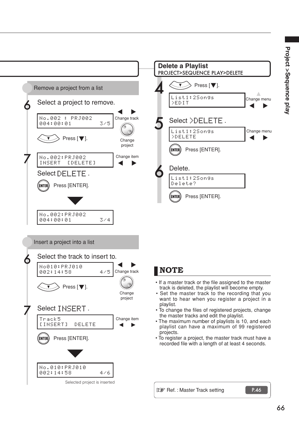 Delete, Insert | Zoom R16 User Manual | Page 67 / 100