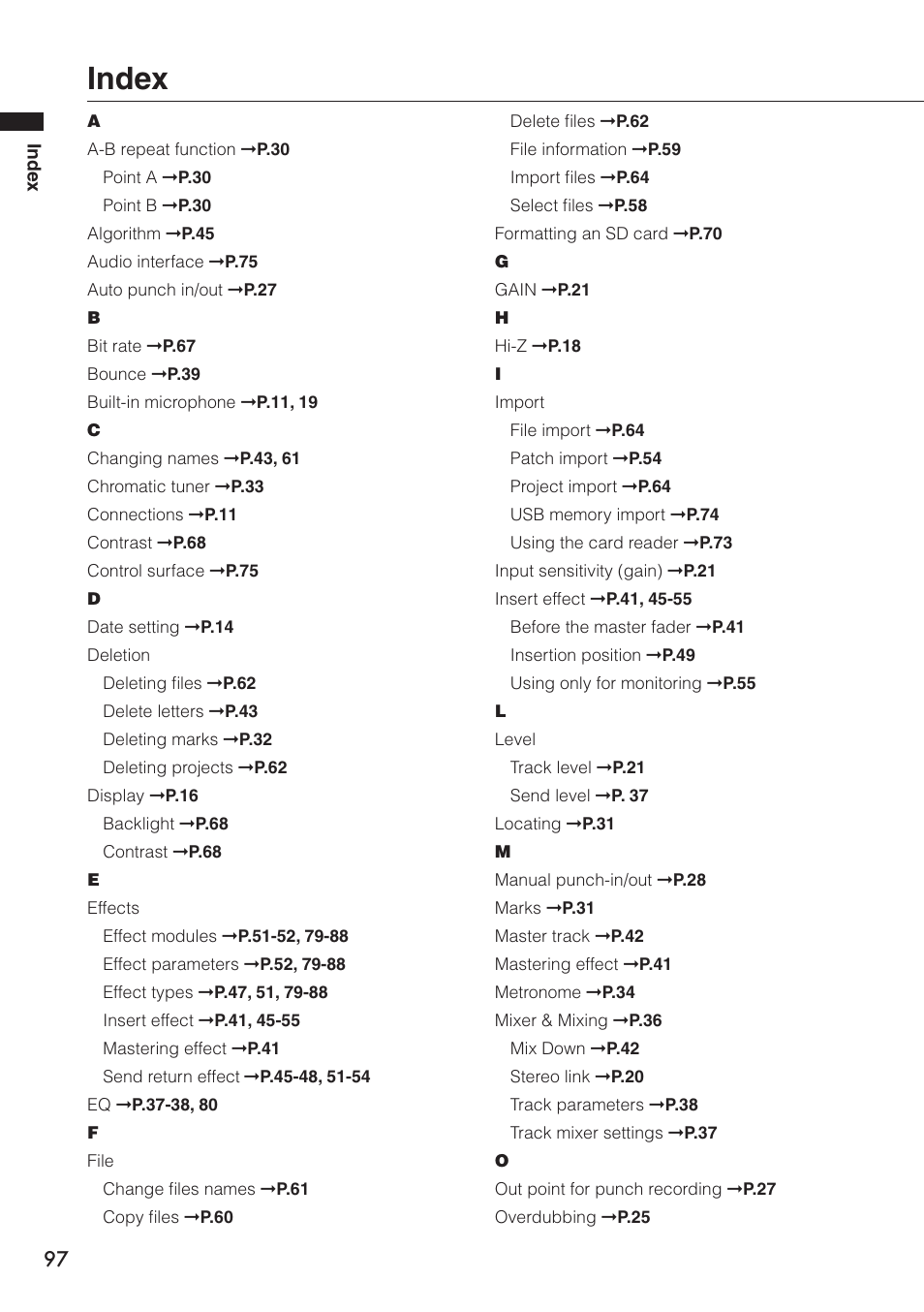 Index | Zoom R16 User Manual | Page 98 / 100