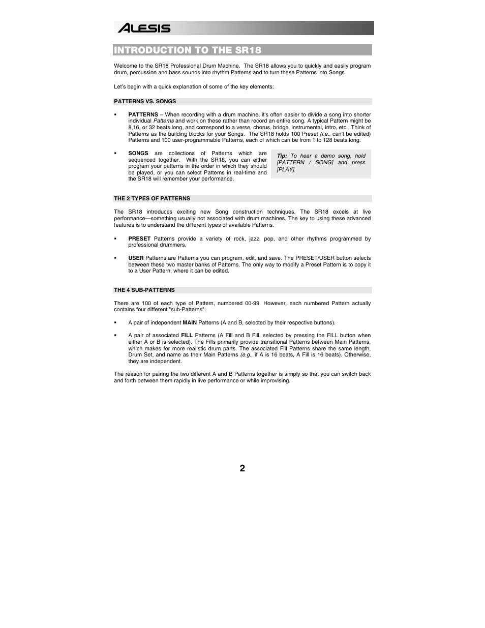 Introduction to the sr18 | ALESIS SR-18 User Manual | Page 5 / 76