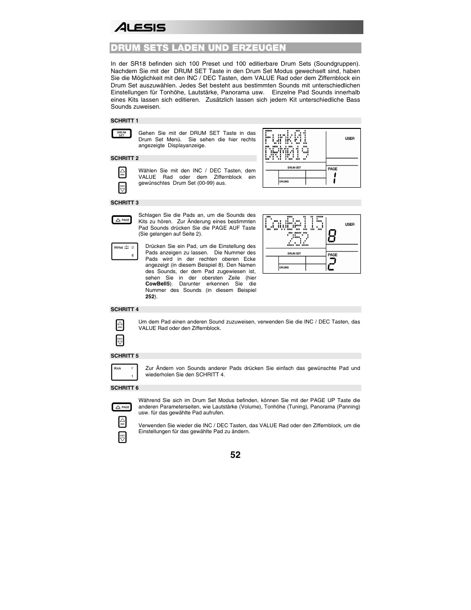 Drum sets laden und erzeugen | ALESIS SR-18 User Manual | Page 55 / 76