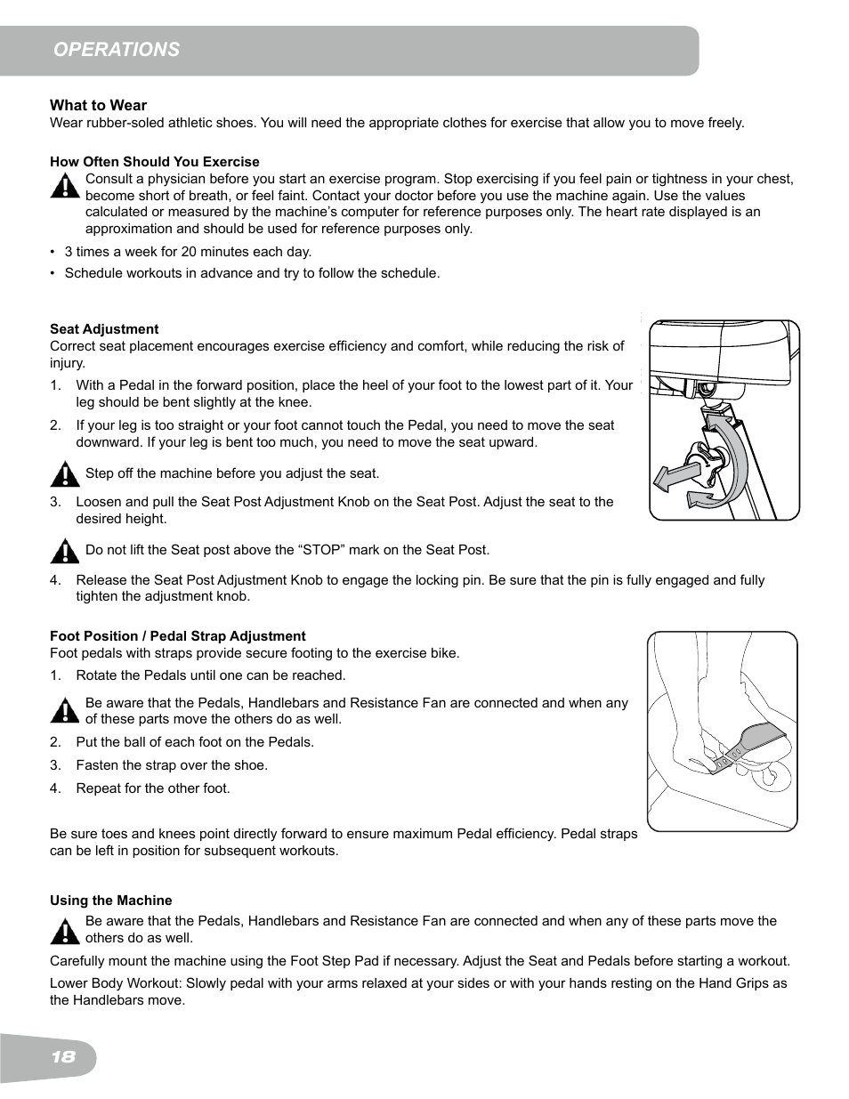 Operations | Schwinn Airdyne AD6 User Manual | Page 18 / 28