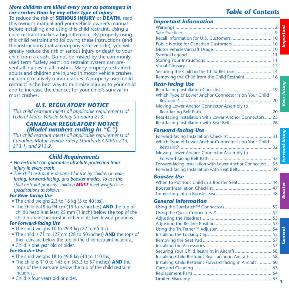 Evenflo Symphony 65 User Manual | Page 2 / 35