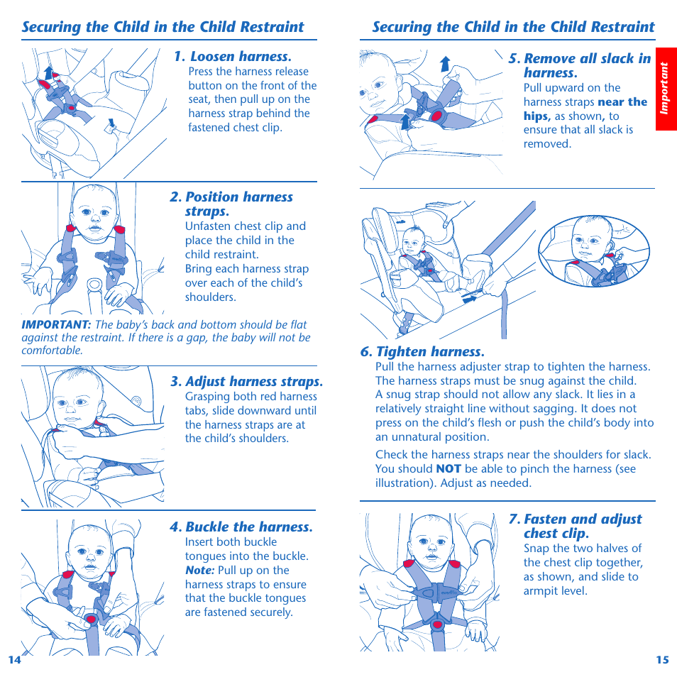 Securing the child in the child restraint | Evenflo Symphony 65 User Manual | Page 9 / 35