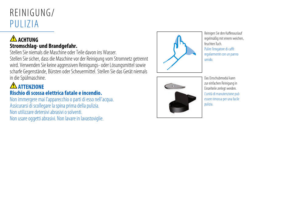 Reinigung/ pulizia | Nespresso Essenza C99 User Manual | Page 43 / 140