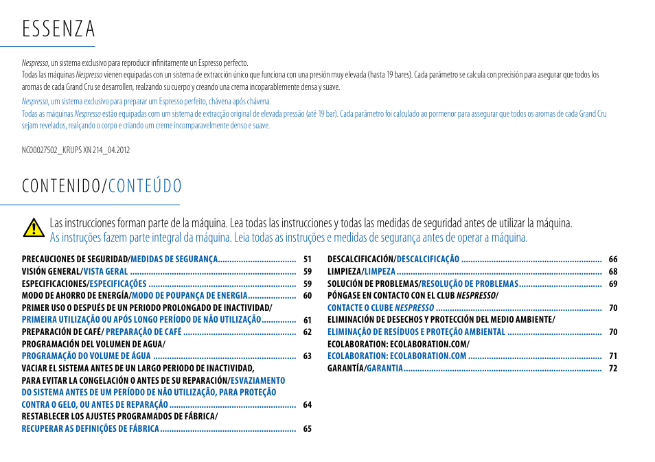 Nespresso Essenza C99 User Manual | Page 48 / 140